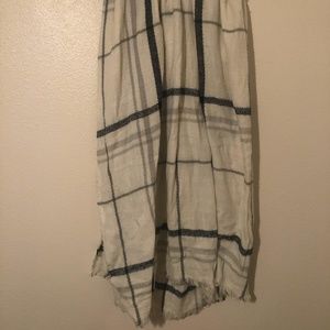 White Plaid Blanket Scarf